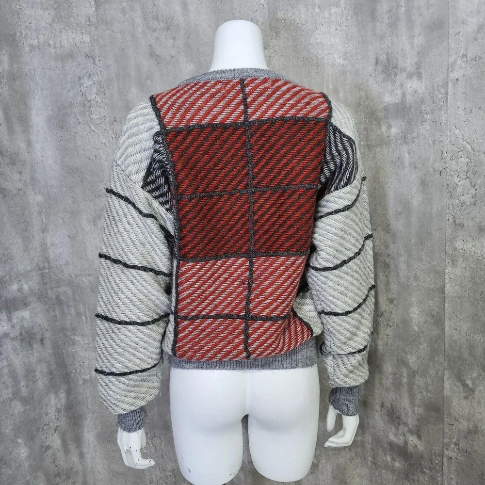 Vintage‎ 80s CTY Abstract Patchwork Knit Sweater Colorblock Artsy Cozy M